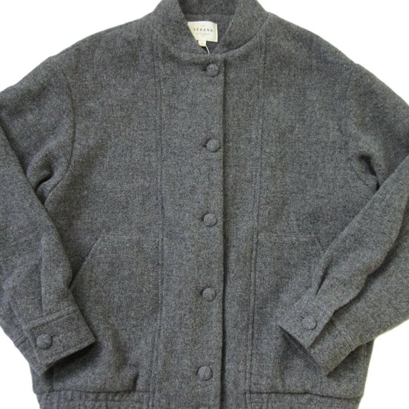 NWT Sezane Ryler in Grey Virgin Wool Bomber Jacket 34 / 2 - Picture 6 of 10
